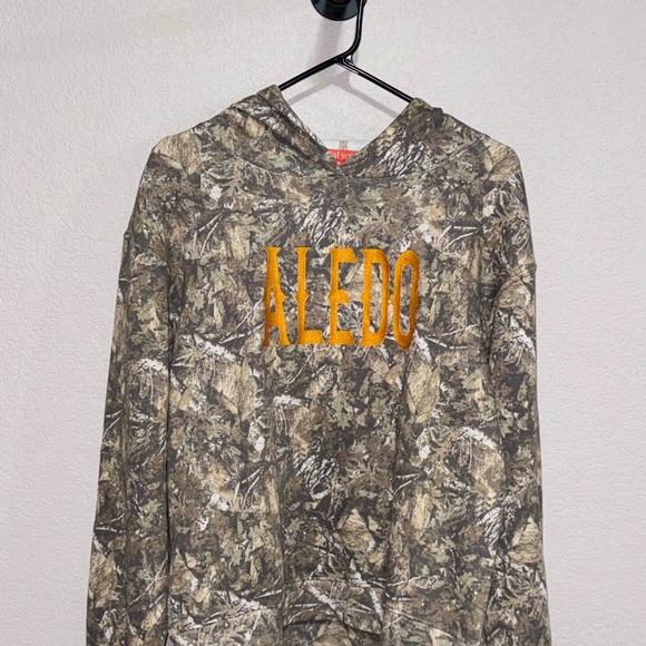 Custom embroidered Camouflage Hoodie with Aledo embroidered on the front! - Picture 1 of 2
